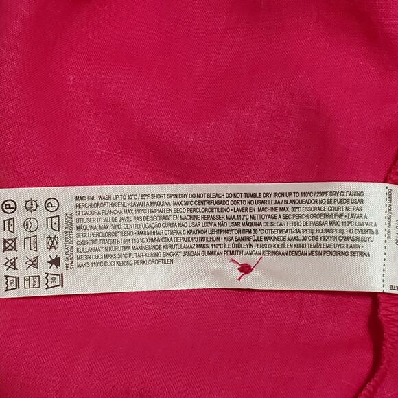 NWT Mango MNG Linen Blend Wrap Maxi Dress Hot Pink Sz 8 Coastal Vacay Casual - Picture 9 of 14